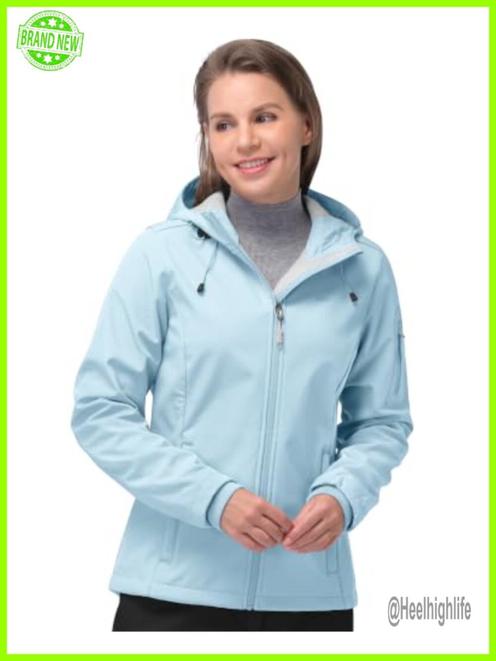Women's Softshell Jacket Waterproof Hooded Fleece Lined Rain Coat